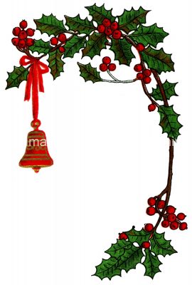 Holly Pictures 1 - Red Ribbon and Bell