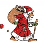 Cartoon Santa 3 - Three Santas Walking