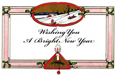 New Years Clip Art 3 - Sledding and Candle