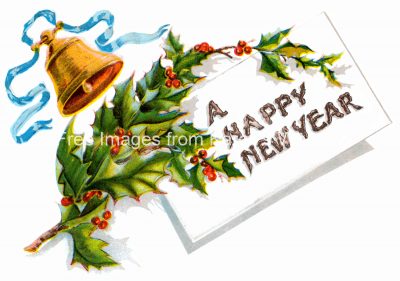Happy New Year Clip Art 3 - Holly and Bell