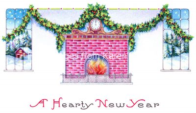 New Year Clipart 6 - Cozy Fireplace