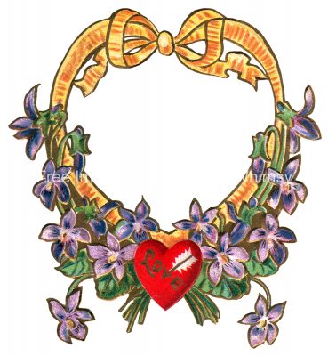 Valentines Day Hearts 9 - Ribbon and Violets