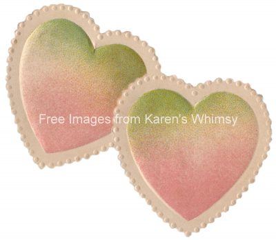 Pink Hearts 1 - Lacy Pink and Green Hearts