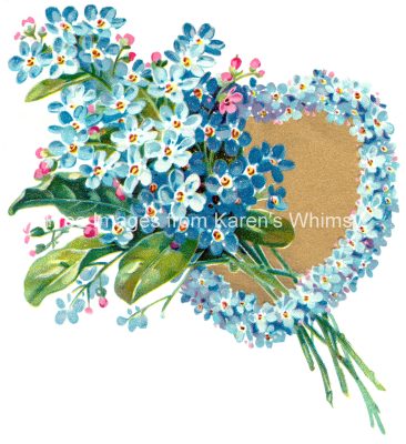 Valentine Clipart 5 - Blue-Flowered Heart