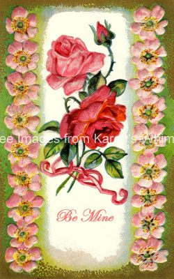 Valentine Cards 1 - Be Mine with Roses