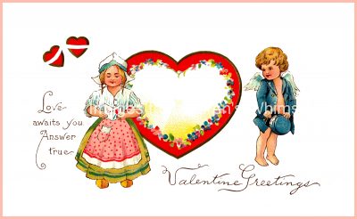 Free Valentines Day Cards 1 - Cupid and Girl