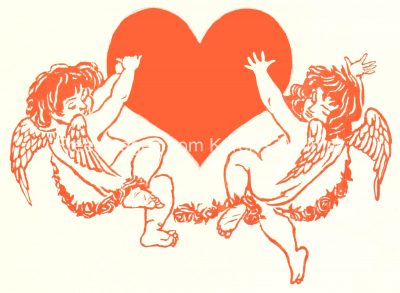 Drawings of Cupid 5 - Holding a Heart