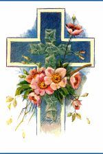 Holy Easter Clipart 5 - Blue Cross with Flowers