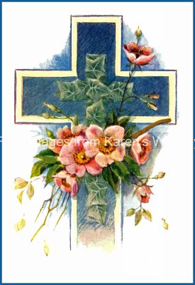 Holy Easter Clipart 5 - Blue Cross with Flowers