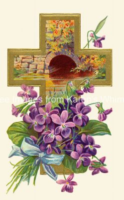 Easter Christian Images 4 - Cross with Violets