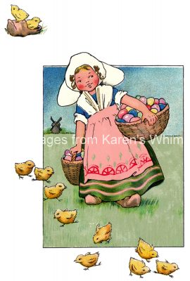 Easter Baskets 4 - Dutch Girl with Eggs