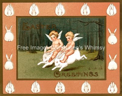 Easter Cards 4 - Cherubs on Bunnies