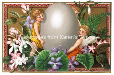 Easter Printables 8 - Cherubs with Egg and Flowers