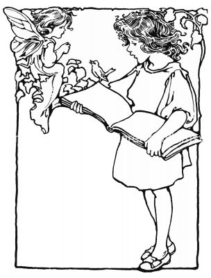 Reading Clipart 4 - Reading to a Fairy