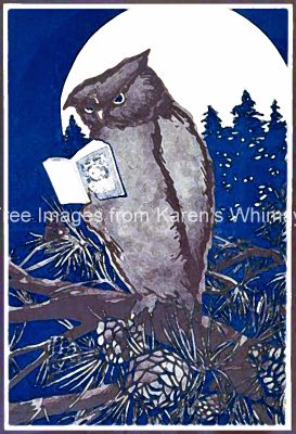 Animals Reading 7 - Owl Reads by Moonlight
