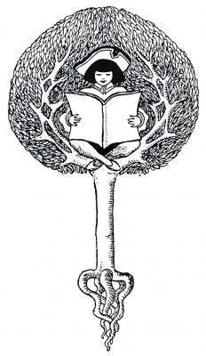 Child Reading Clip Art 2 - Reading in a Tree