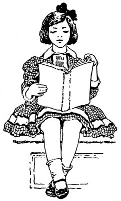 Child Reading Clip Art 6 - Girl with Book