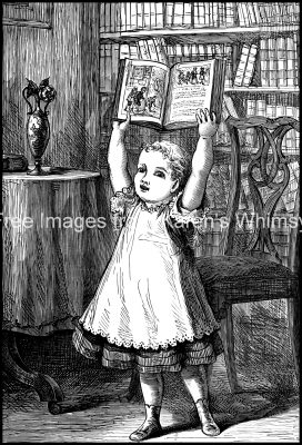 Kids Reading Clip Art 1 - Girl Holds Book