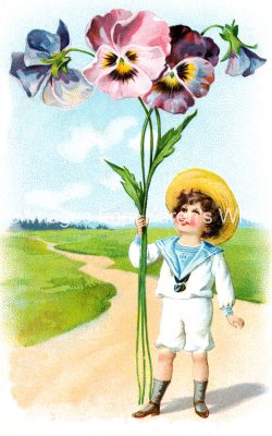 Flower Graphics 1 - Child Holding Pansies