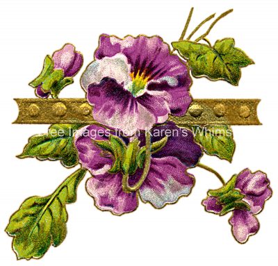 Purple Flowers 6 - Pansies and Gold Trim