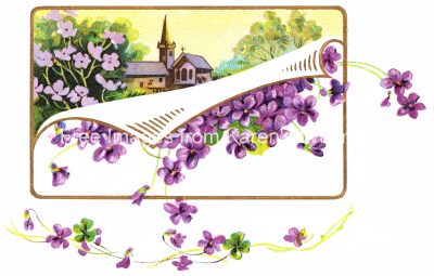 Spring Clipart 3 - Violets and Church