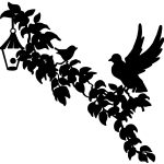 Silhouettes of Birds 1 - Birds On Leafy Branch
