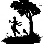 Silhouettes of Trees 8 - Girl Picking Flowers