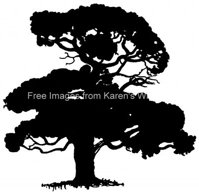 Free Tree Silhouettes 4 - Spreading Oak Tree