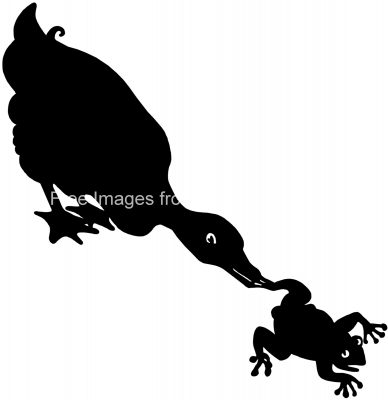 Silhouettes of Animals 5 - Duck Catching a Frog