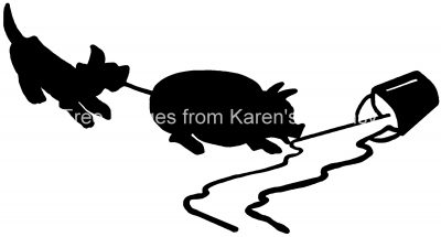 Silhouettes of Animals 6 - Pup Pulling Pigs Tail