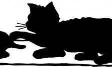 Silhouettes of Cats 1 - Kitten and Cat on Rug