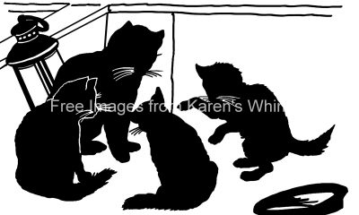 Silhouettes of Cats 10 - Family in the Barn