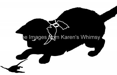 Kitten Silhouette 3 - Chasing a Mouse