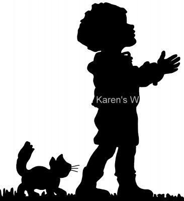 Kitten Silhouette 4 - A Kitten Follows a Child