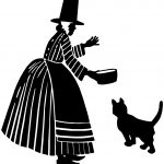 Cat Silhouette 6 - Woman Feeds a Cat
