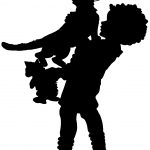 Cat Silhouette 7 - Boy Holds a Cat and Kitten