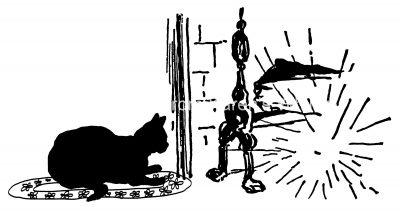 Cat Silhouette Clip Art 5 - Warming by the Fire