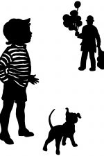 Dog Silhouette 1 - Boy with Dog and Balloons