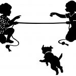 Dog Silhouette Images 2 - Dog Plays with Girls