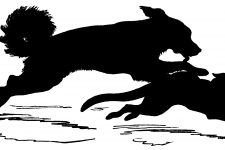 Silhouettes of Dogs 4 - Dog Chasing a Cat