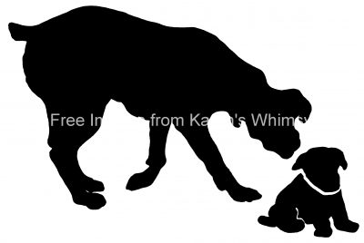 Silhouettes of Dogs 1 - Mama Dog with her Puppy