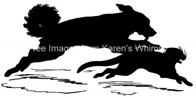 Silhouettes of Dogs 4 - Dog Chasing a Cat