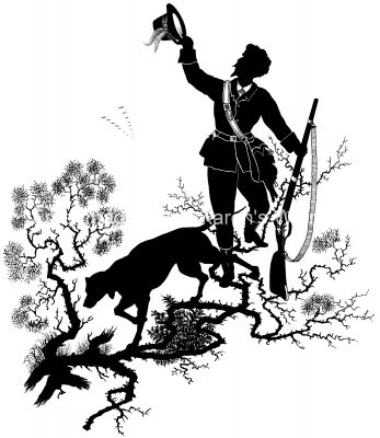 Free Dog Silhouettes 1 - Dog with Hunter