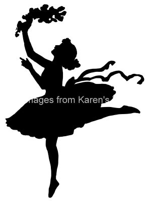 Dancer Silhouette 9 - Ballerina with Flowers