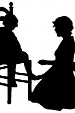 Silhouette of People 16 - Woman Ties Child's Shoe