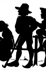 Silhouette of People 7 - Three Kids on a Fence