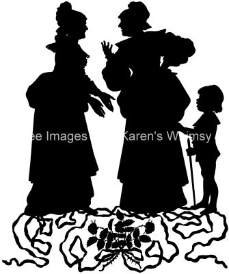 Silhouette of People 10 - Two Women and Child