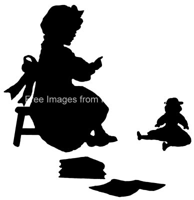 Silhouette of People 17 - Girl and Her Doll