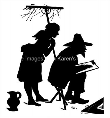 Silhouette of People 6 - Girl Watching an Artist