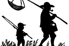 Family Silhouettes 10 - Dad and Child Fishing